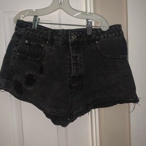 Shein Blac Denim distressed shorts, Size L, semi-loose fit